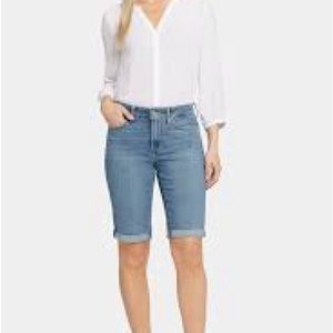NYDJ Women’s Blue Cuffed Jean Shorts Petite Plus Size 18P Lift Tuck Technology